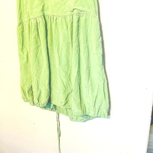 TIBI Eco Cape Green Silk Sleeveless Crew Neckline Zippers Shift Dress Size 6 - Picture 7 of 16